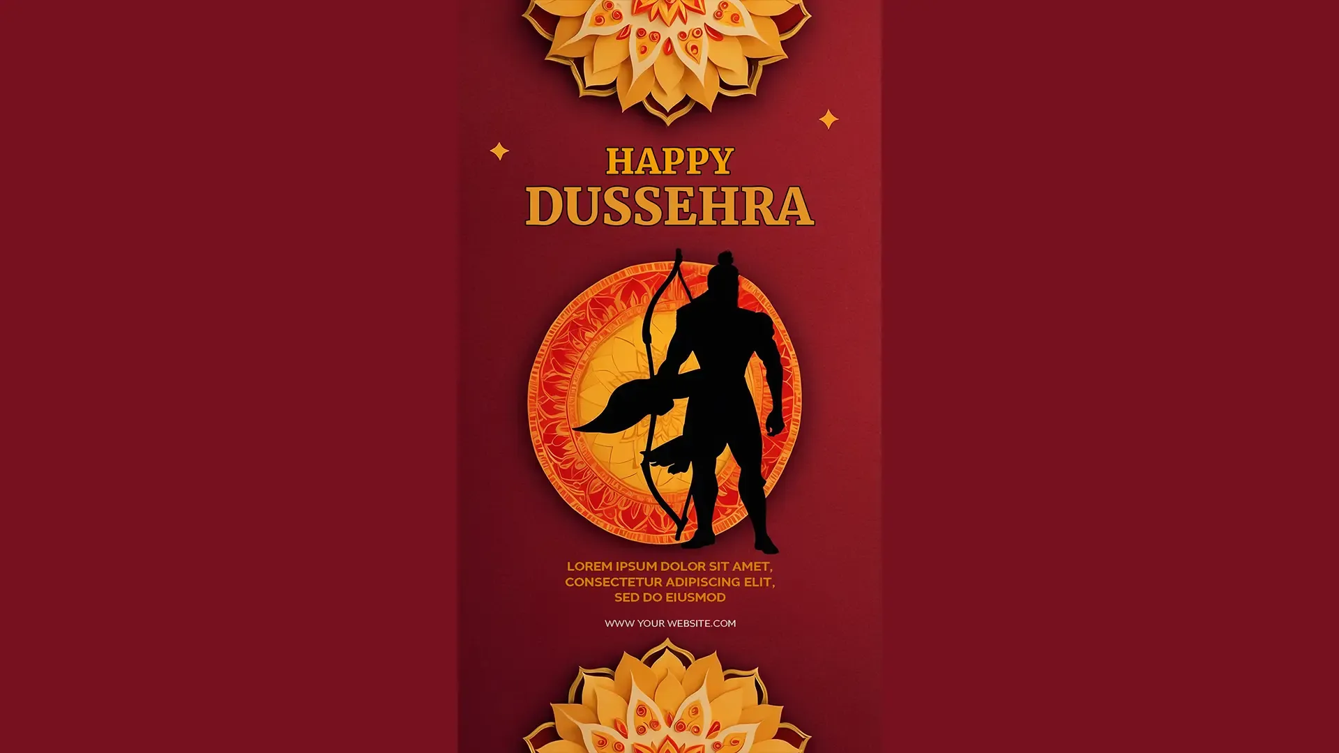 Bold Red Happy Dussehra Card with Lord Ram for Instagram Story image